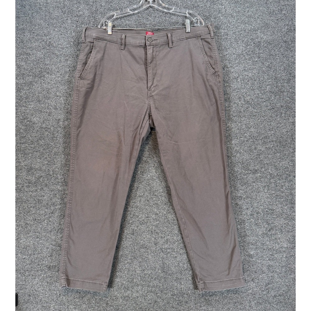 Levis XX Chino Pants Mens 38x30 Gray Relaxed Taper Stretch Casual Trousers
